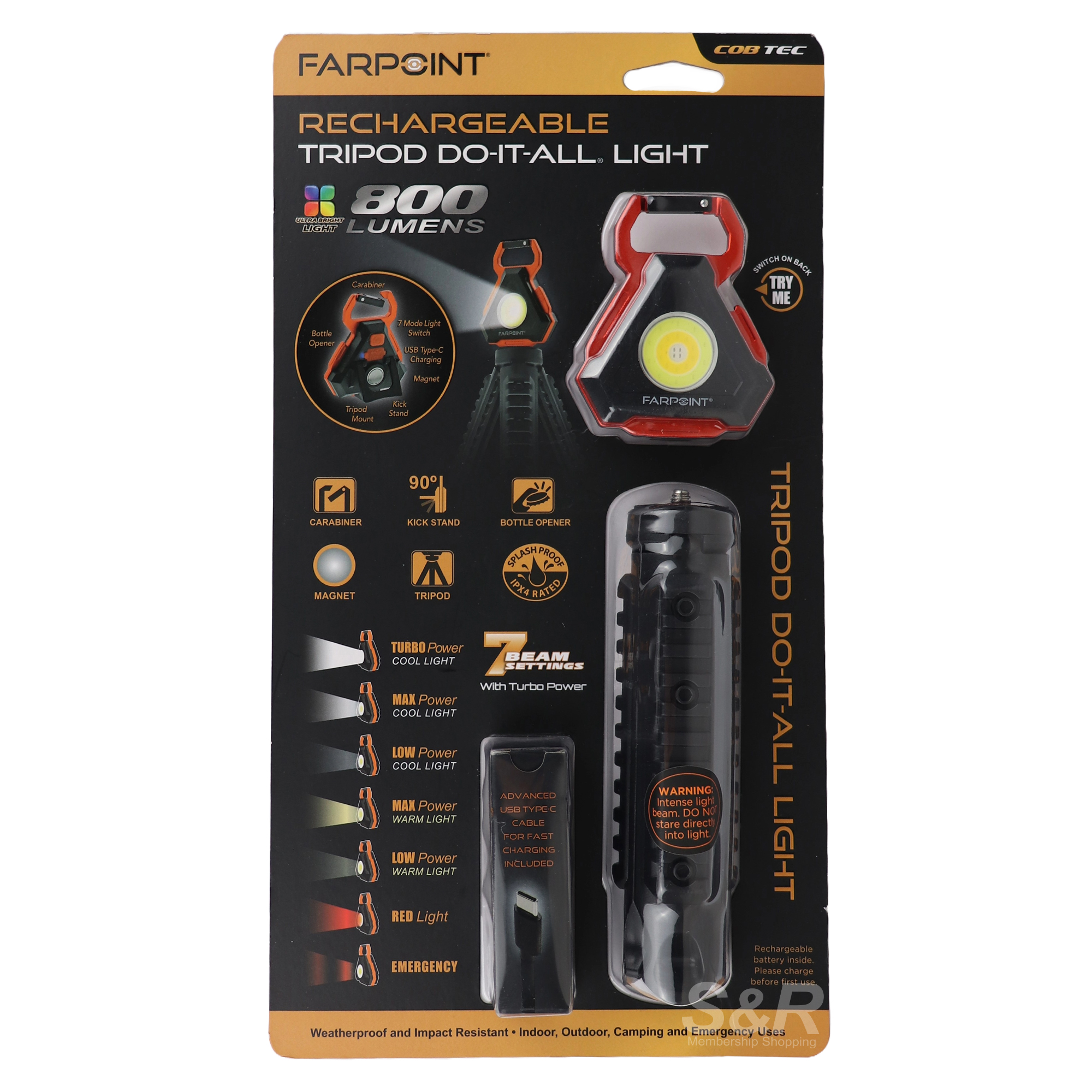 Farpoint Rechargeable Tripod Do-It-All Light 800 Lumens Farpoint Rechargeable Tripod Do-It-All Light 800 Lumens